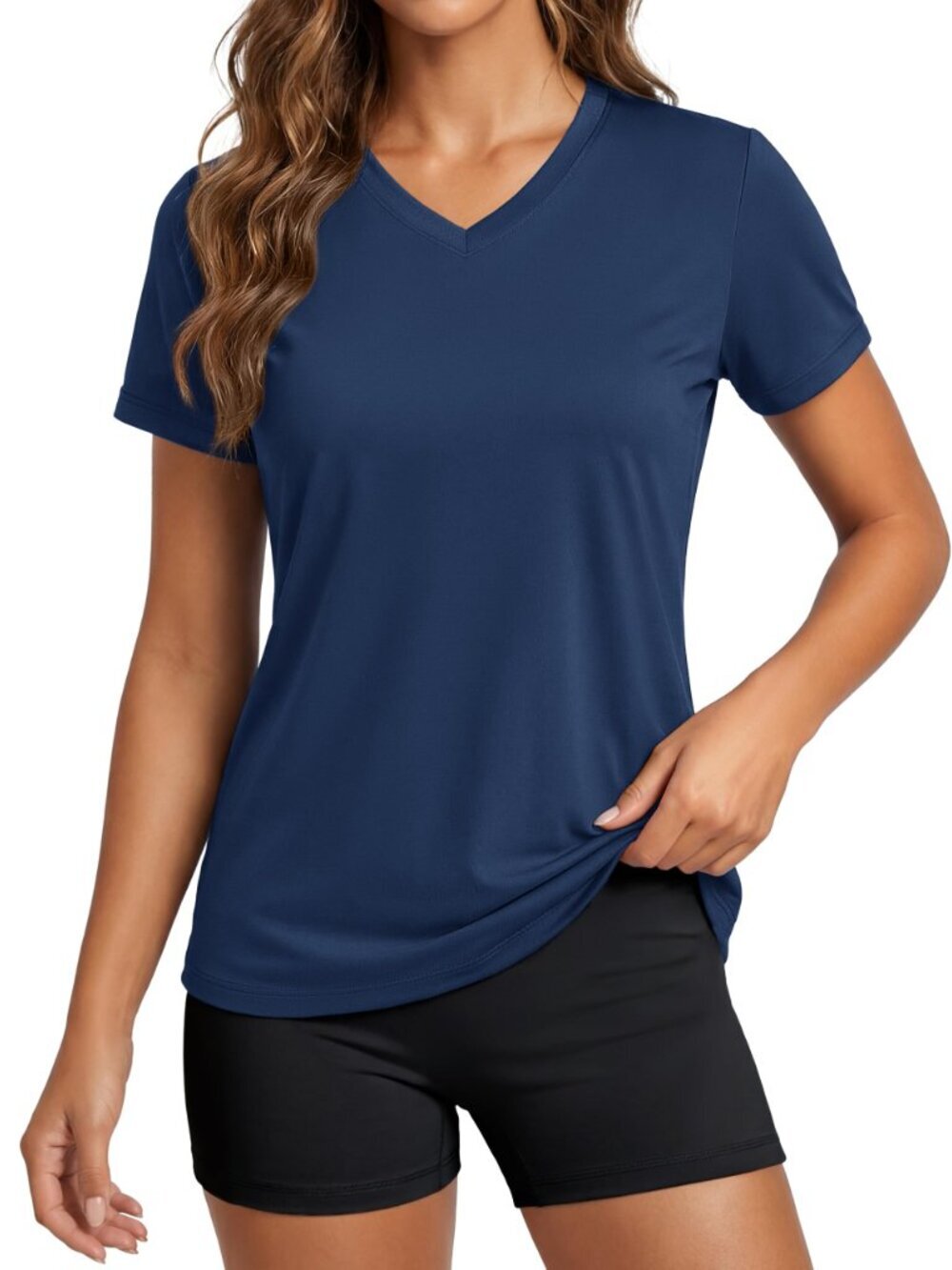 ๐ Women's Short Sleeve Workout Shirts Summer V Neck UPF 50+ Sun Protection - Picture 4 of 4